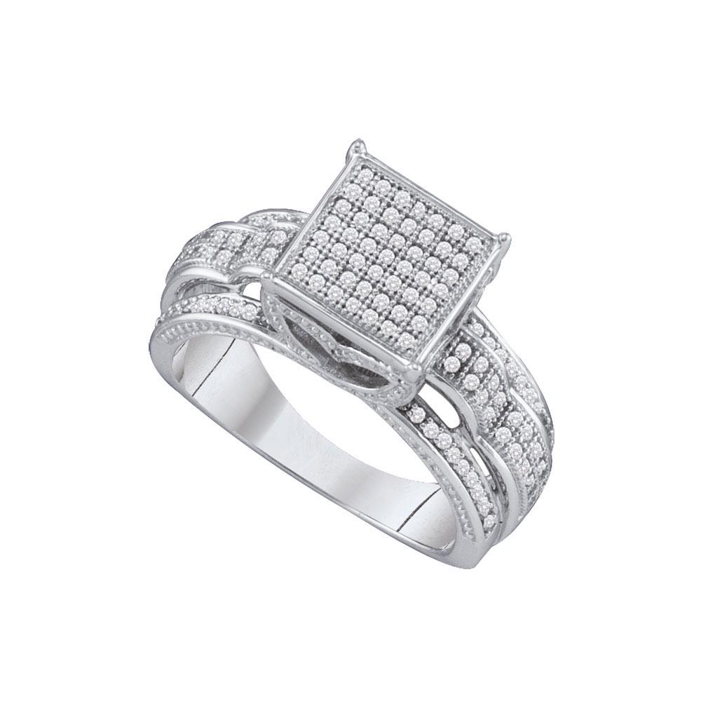 10kt White Gold Womens Round Diamond Square Bridal: 10kt White Gold Womens Round Diamond Square Bridal Wedding Engagement Ring 3/8 Cttw Manufacturer's Suggested Retail Price: $1470.00 Manufacturer Model: GND-64823 Description<