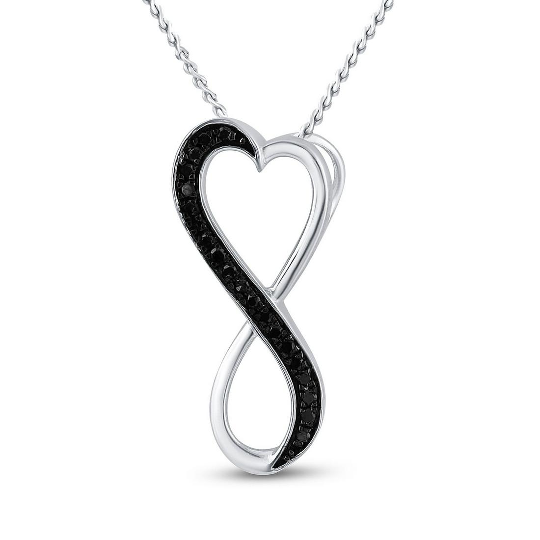 Sterling Silver Womens Round Black Color Enhanced: Sterling Silver Womens Round Black Color Enhanced Diamond Infinity Heart Pendant 1/10 Cttw Manufacturer's Suggested Retail Price: $ 150.00
