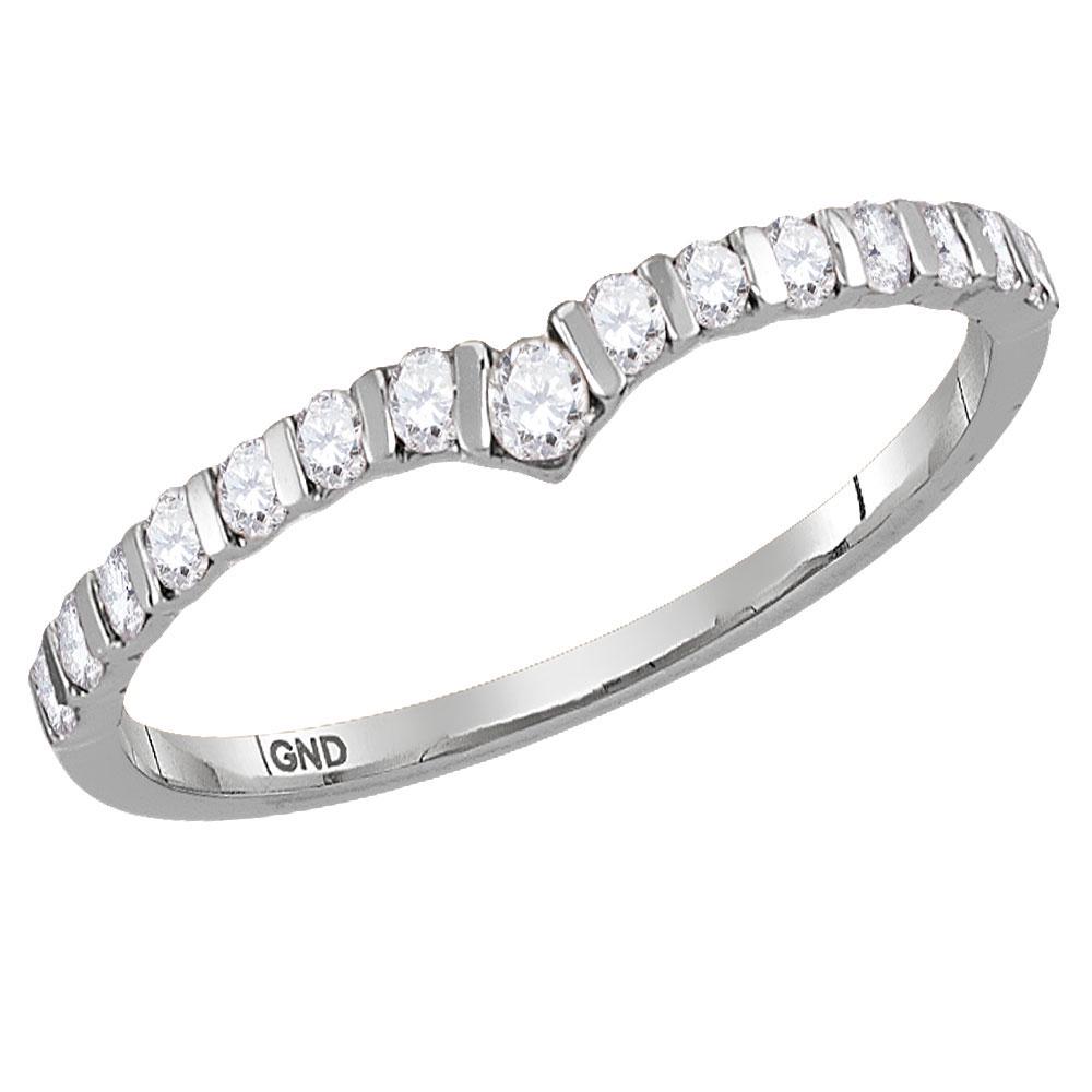 14kt White Gold Womens Round Diamond Chevron Stackable: 14kt White Gold Womens Round Diamond Chevron Stackable Band Ring 1/4 Cttw Manufacturer's Suggested Retail Price: $ 1060.00