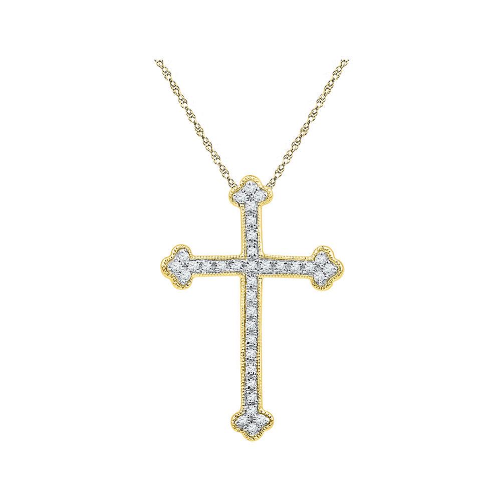 10kt Yellow Gold Womens Round Diamond Gothic Cross: 10kt Yellow Gold Womens Round Diamond Gothic Cross Religious Pendant 1/5 Cttw Manufacturer's Suggested Retail Price: $ 820.00