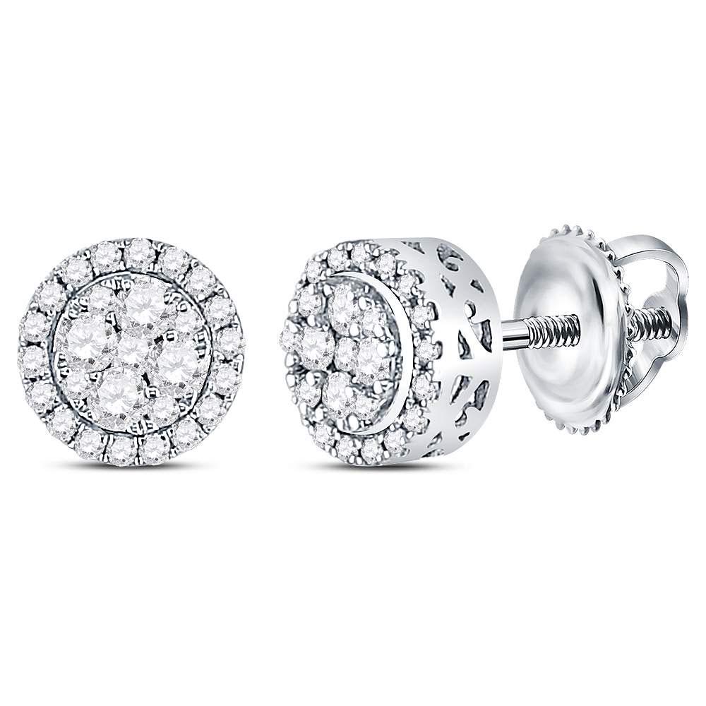 14kt White Gold Womens Round Diamond Cluster Stud: 14kt White Gold Womens Round Diamond Cluster Stud Earrings 1/2 Cttw Manufacturer's Suggested Retail Price: $ 2000.00