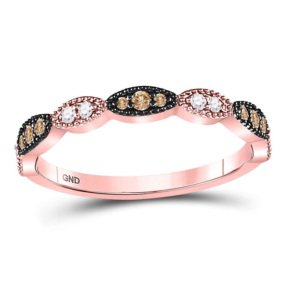 10kt Rose Gold Womens Round Brown Diamond Stackable: 10kt Rose Gold Womens Round Brown Diamond Stackable Band Ring 1/5 Cttw Manufacturer's Suggested Retail Price: $ 1000.00