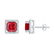 Sterling Silver Womens Princess Lab-Created Ruby Stud