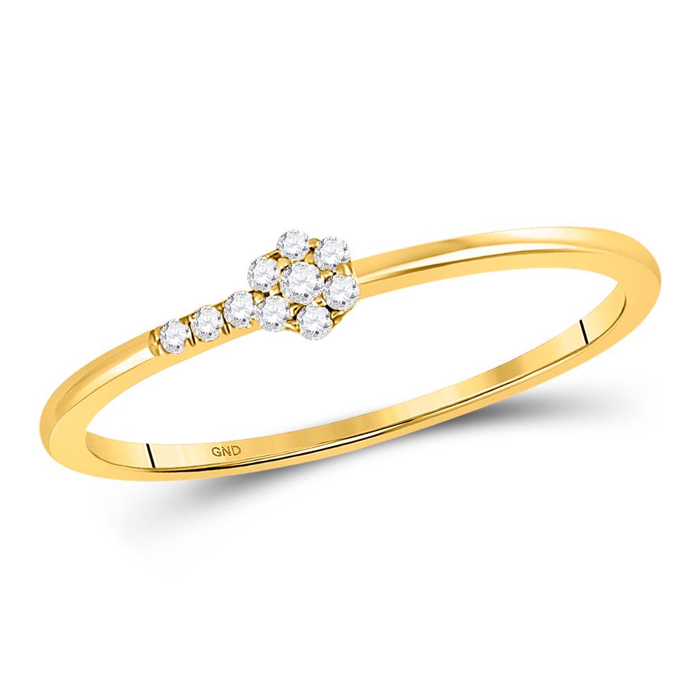 10kt Yellow Gold Womens Round Diamond Flower Stackable: 10kt Yellow Gold Womens Round Diamond Flower Stackable Band Ring 1/20 Cttw Manufacturer's Suggested Retail Price: $ 530.00
