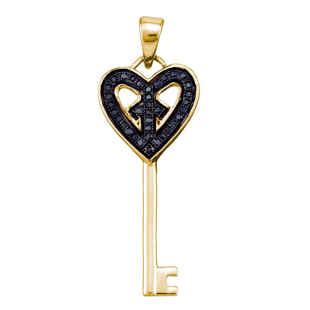 Yellow-tone Sterling Silver Womens Round Black Color: Yellow-tone Sterling Silver Womens Round Black Color Enhanced Diamond Key Pendant 1/10 Cttw Manufacturer's Suggested Retail Price: $ 150.00