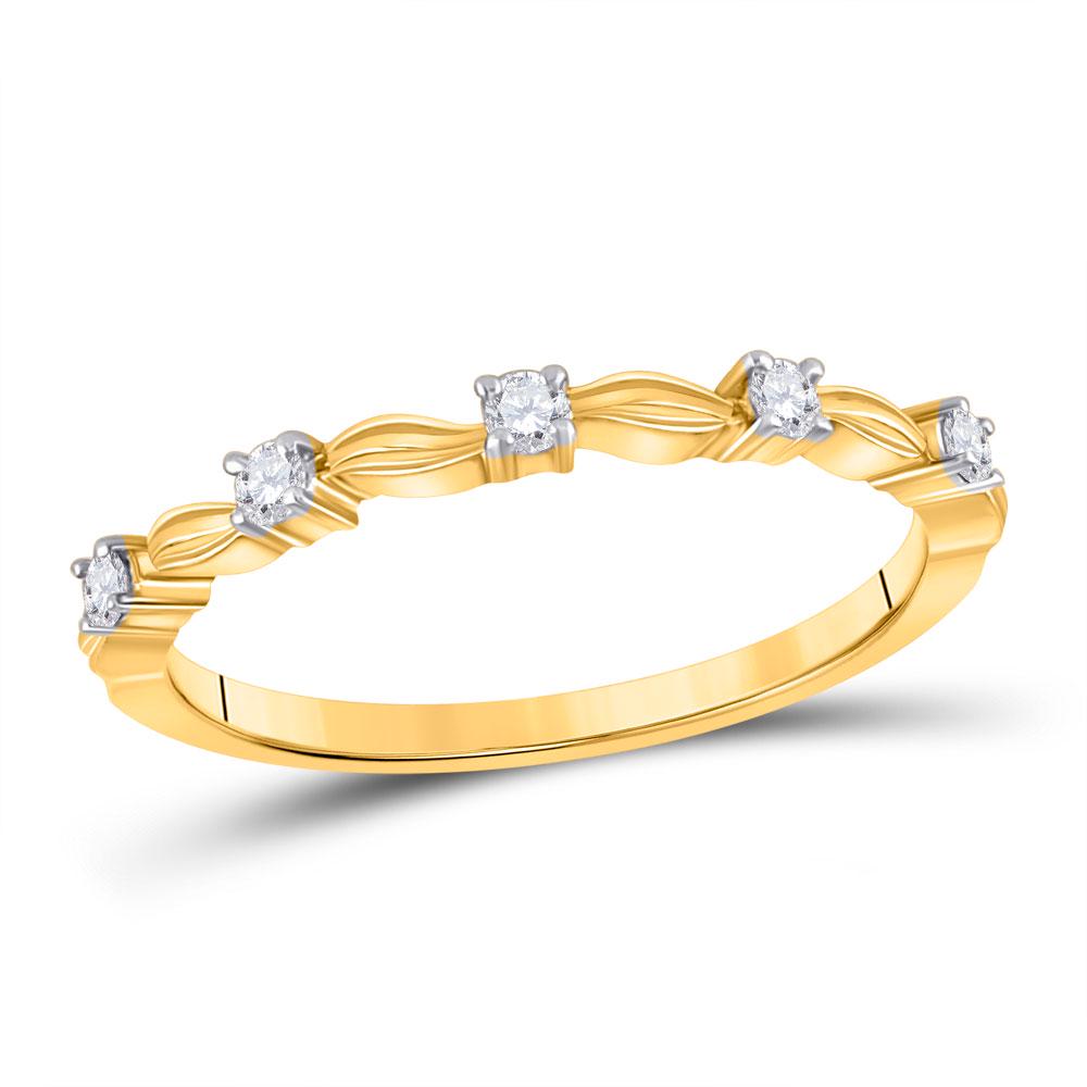 14kt Yellow Gold Womens Round Diamond 5-Stone Stackable: 14kt Yellow Gold Womens Round Diamond 5-Stone Stackable Band Ring 1/10 Cttw Manufacturer's Suggested Retail Price: $ 710.00