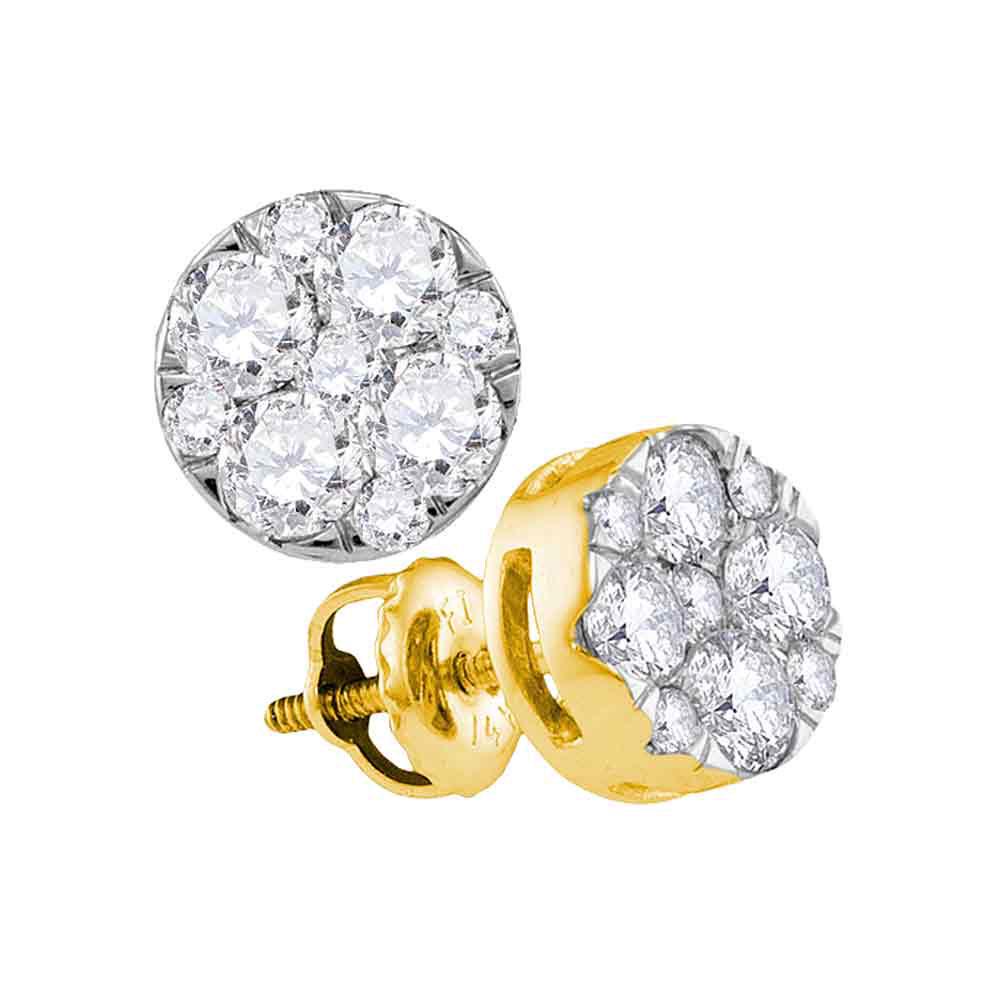 14kt Yellow Gold Womens Round Diamond Flower Cluster: 14kt Yellow Gold Womens Round Diamond Flower Cluster Earrings 1 Cttw Manufacturer's Suggested Retail Price: $ 4120.00