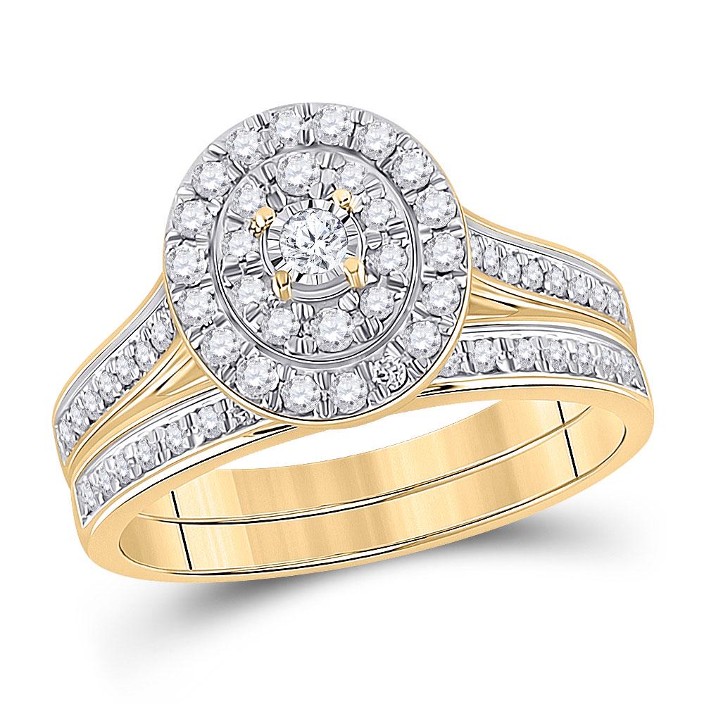 10kt Yellow Gold Round Diamond Oval Bridal Wedding Ring: 10kt Yellow Gold Round Diamond Oval Bridal Wedding Ring Band Set 1/2 Cttw Manufacturer's Suggested Retail Price: $ 2060.00