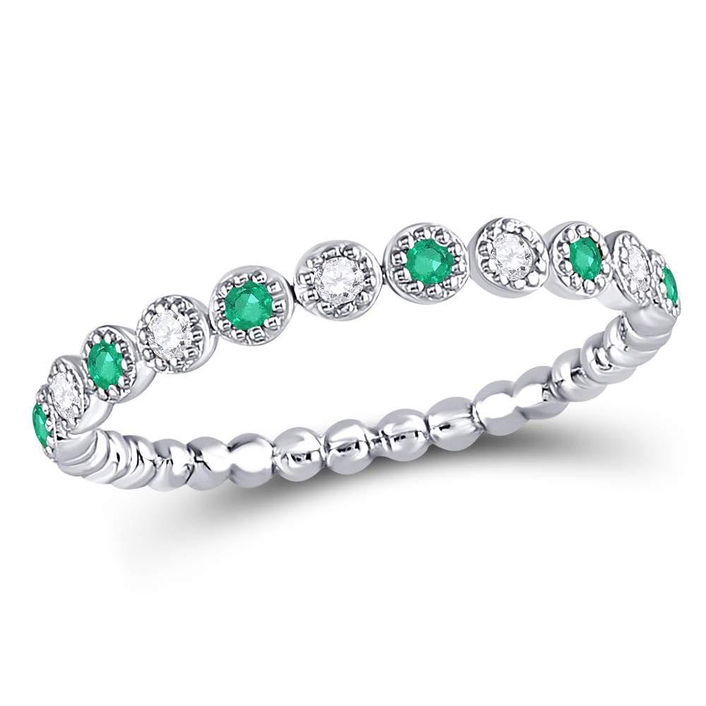 10kt White Gold Womens Round Emerald Diamond Dot: 10kt White Gold Womens Round Emerald Diamond Dot Stackable Band Ring 1/6 Cttw Manufacturer's Suggested Retail Price: $ 710.00