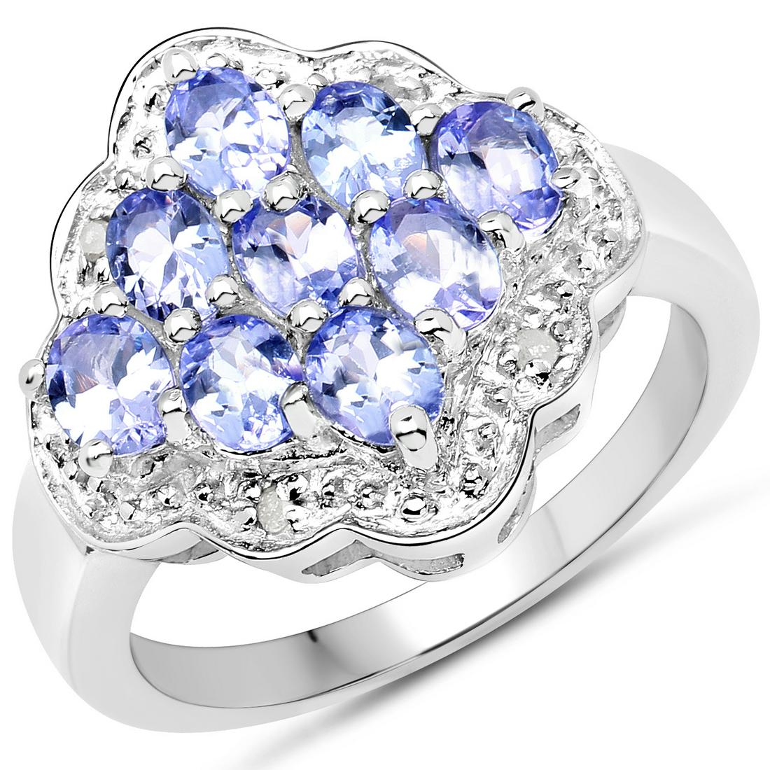 1.55 Carat Genuine Tanzanite and White Topaz .925: 1.55 Carat Genuine Tanzanite and White Topaz .925 Sterling Silver Ring - SKU: RQR5208TANWT-SSR Manufacturer's Suggested Retail Price: $ 320.00 Mainstone: Tanzanite Oval/4x3mm - 9/1.53 ctw Prong Settin