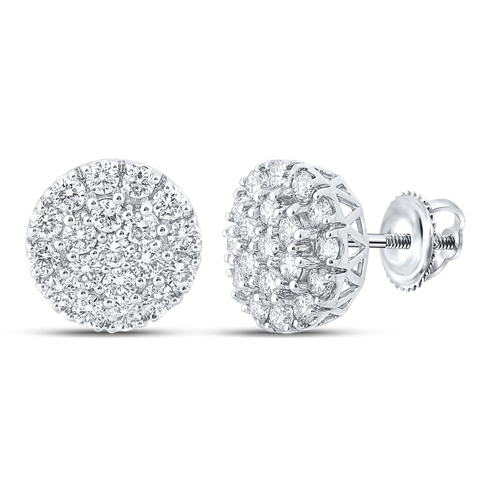 10kt White Gold Mens Round Diamond Cluster Earrings: 10kt White Gold Mens Round Diamond Cluster Earrings 1-5/8 Cttw Manufacturer's Ref. No.: 158361 Manufacturer's Suggested Retail Price: $ 3470.00