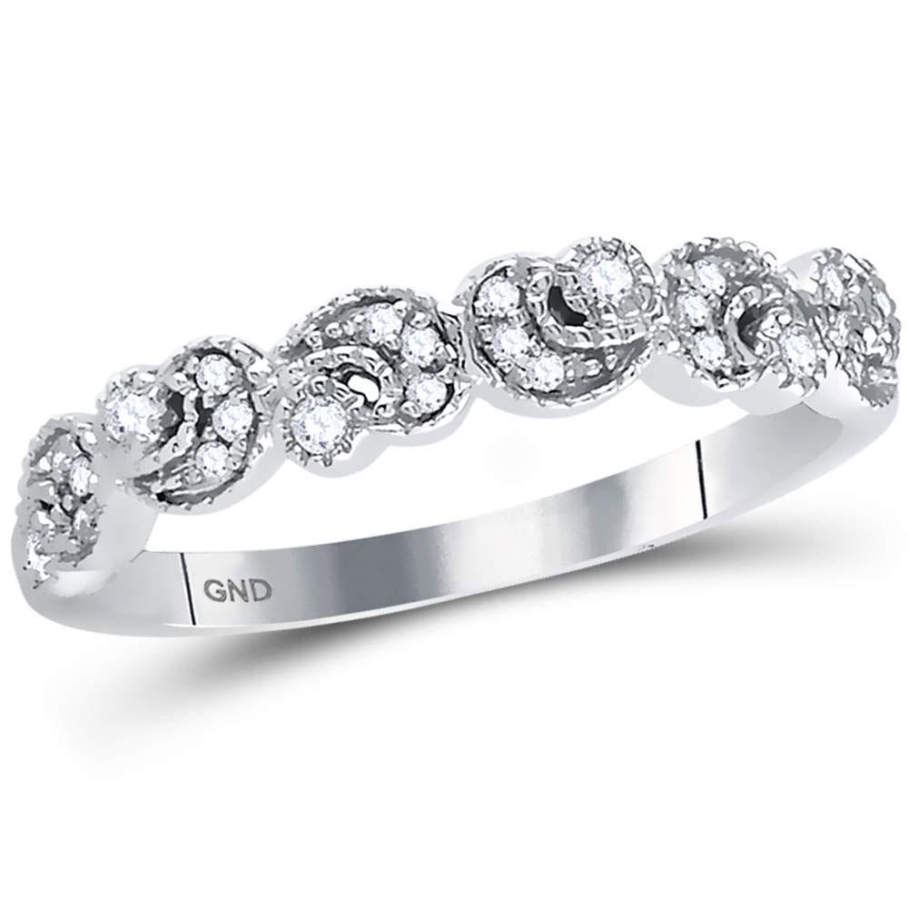 14kt White Gold Womens Round Diamond Crescent Stackable: 14kt White Gold Womens Round Diamond Crescent Stackable Band Ring 1/10 Cttw Manufacturer's Ref. No.: 118570 Manufacturer's Suggested Retail Price: $ 1180.00