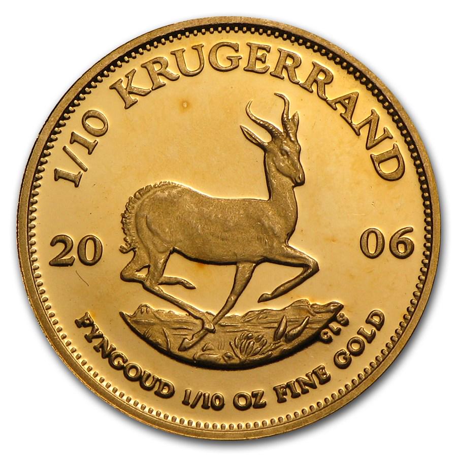 2006 South Africa 1/10 oz Proof Gold Krugerrand: 2006 South Africa 1/10 oz Proof Gold Krugerrand Your winning item will match the quality of the product shown. Dates will be according to listing, may or may not vary.