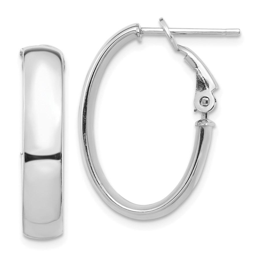 14k White Gold Omega Back Hoop Earrings - 5x15 mm: 14k White Gold Omega Back Hoop Earrings - 5x15 mm Your winning item will match the quality of the product shown. Dates will be according to listing, may or may not vary.