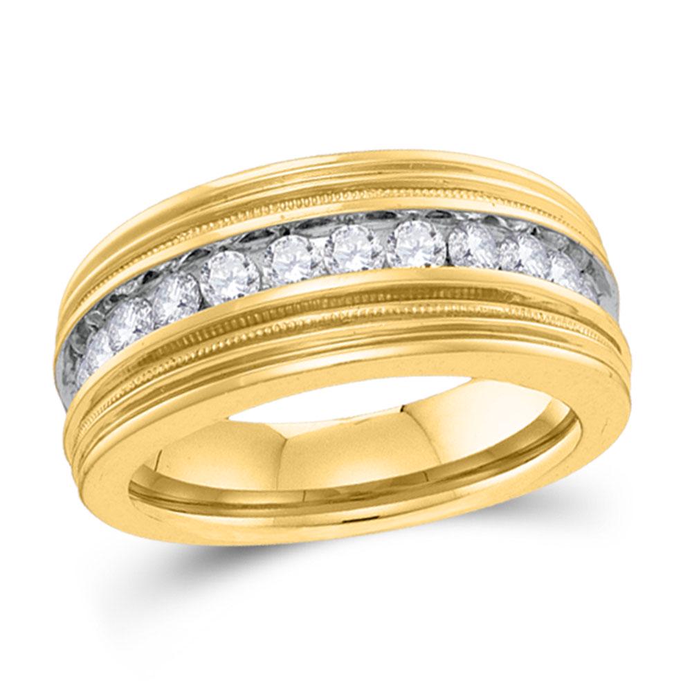 10kt Yellow Gold Mens Round Diamond Milgrain Wedding: 10kt Yellow Gold Mens Round Diamond Milgrain Wedding Band Ring 1 Cttw Manufacturer's Ref. No.: 106865 Manufacturer's Suggested Retail Price: $ 3820.00