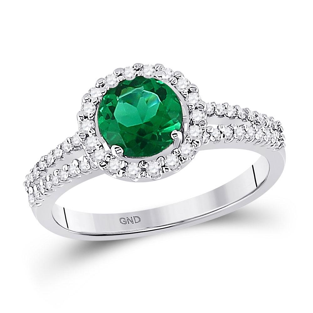 10kt White Gold Womens Round Lab-Created Emerald: 10kt White Gold Womens Round Lab-Created Emerald Diamond Solitaire Ring 1-1/2 Cttw Manufacturer's Ref. No.: 99809 Manufacturer's Suggested Retail Price: $ 1650.00