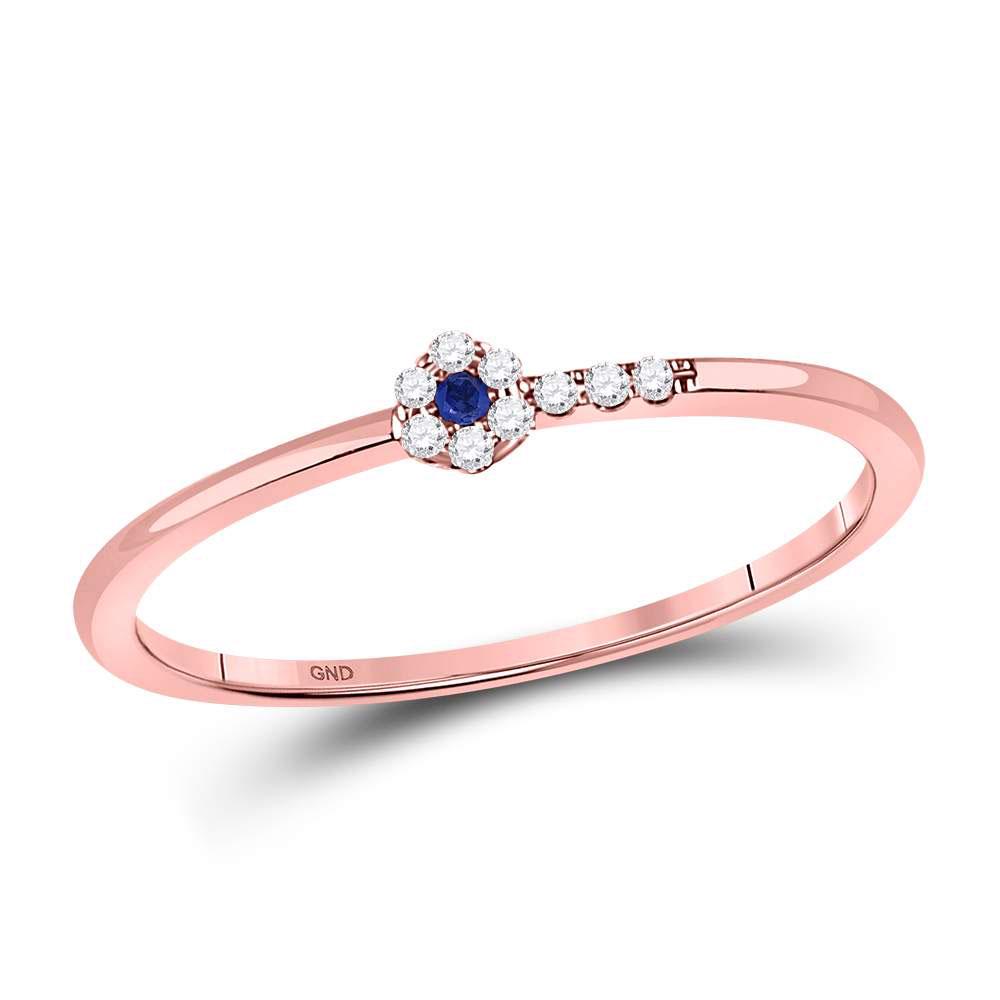 10kt Rose Gold Womens Round Blue Sapphire Diamond: 10kt Rose Gold Womens Round Blue Sapphire Diamond Stackable Band Ring 1/12 Cttw Manufacturer's Ref. No.: 127806 Manufacturer's Suggested Retail Price: $ 470.00