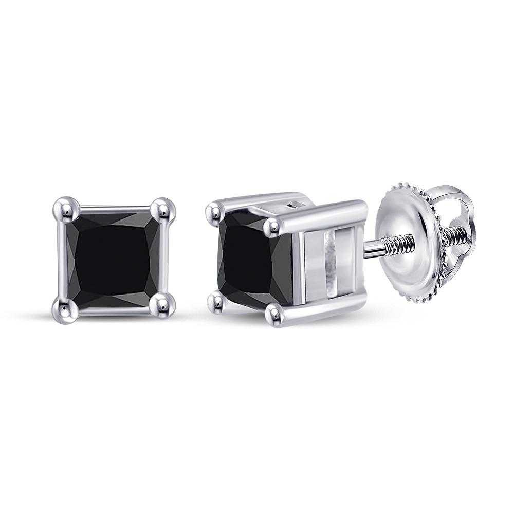 10kt White Gold Womens Princess Black Color Enhanced: 10kt White Gold Womens Princess Black Color Enhanced Diamond Solitaire Earrings 3/4 Cttw Manufacturer's Ref. No.: 68214 Manufacturer's Suggested Retail Price: $ 710.00