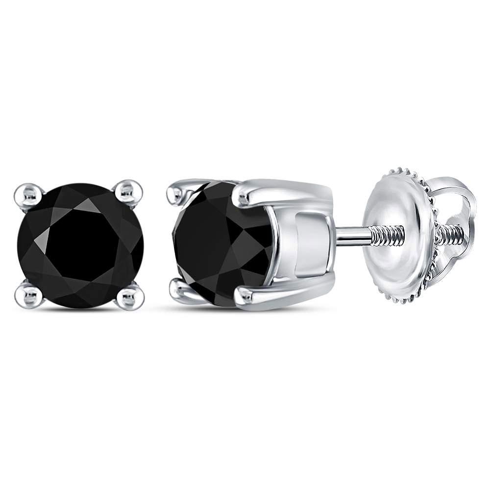 10kt White Gold Womens Round Black Color Enhanced: 10kt White Gold Womens Round Black Color Enhanced Diamond Solitaire Earrings 1 Cttw Manufacturer's Ref. No.: 68226 Manufacturer's Suggested Retail Price: $ 880.00
