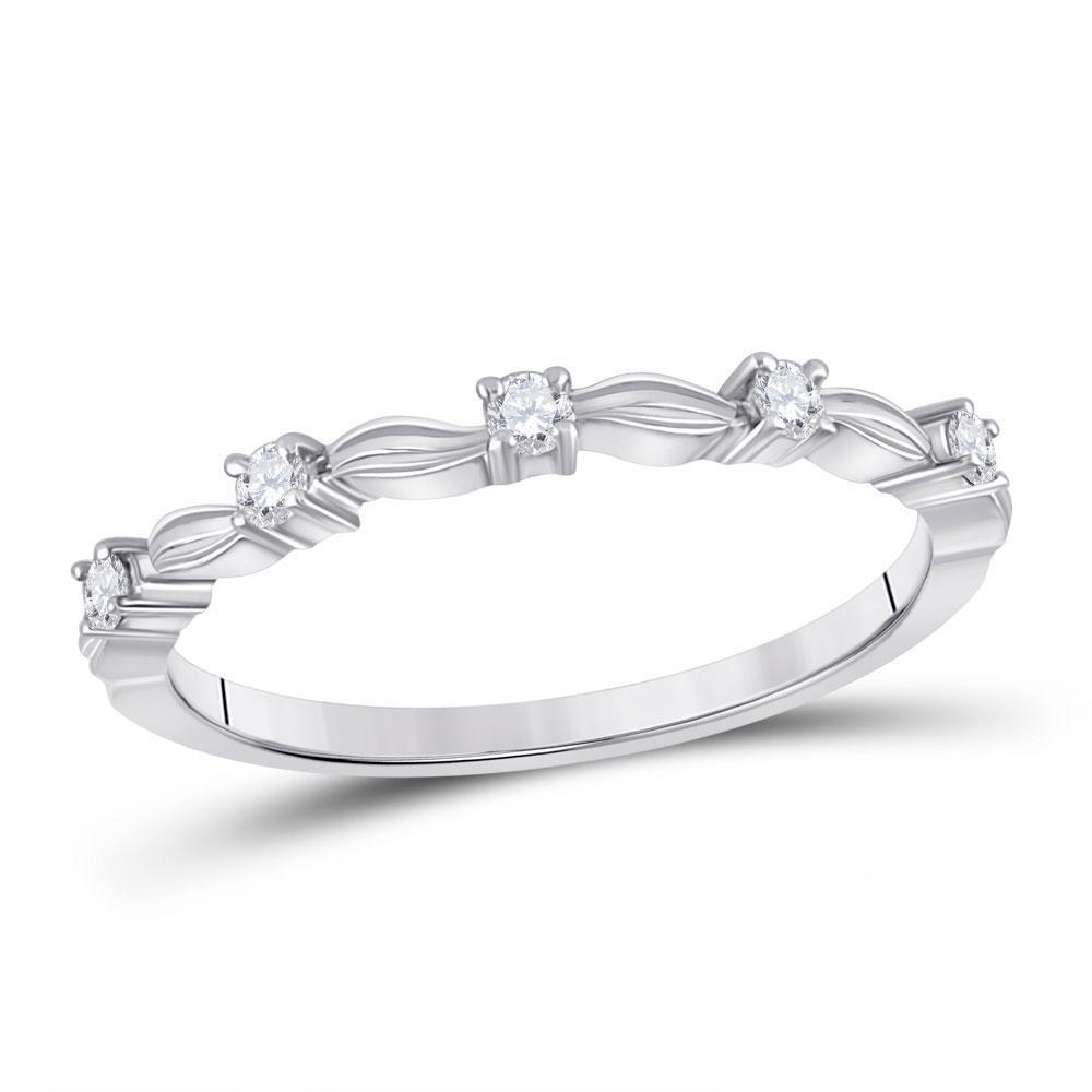 14kt White Gold Womens Round Diamond 5-Stone Stackable: 14kt White Gold Womens Round Diamond 5-Stone Stackable Band Ring 1/10 Cttw Manufacturer's Ref. No.: 149453 Manufacturer's Suggested Retail Price: $ 710.00