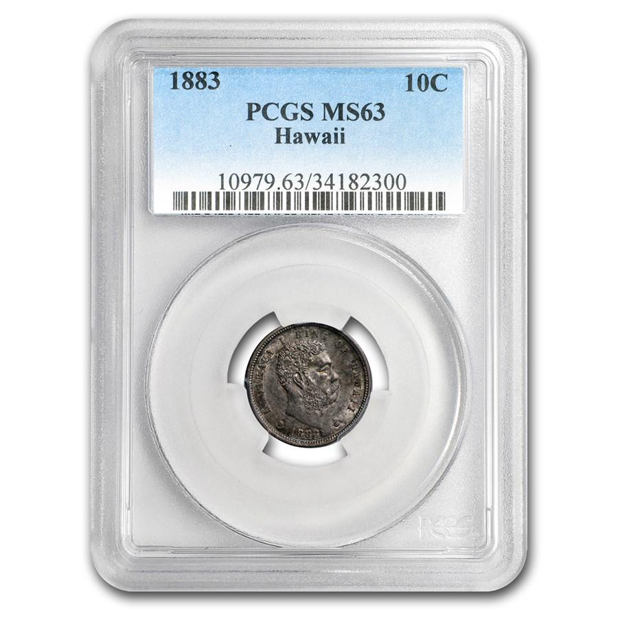 1883 Hawaii Ten Cents MS-63 PCGS: 1883 Hawaii Ten Cents MS-63 PCGS Your winning item will match the quality of the product shown. Dates will be according to listing, may or may not vary.
