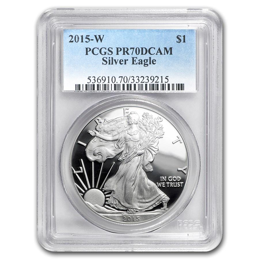 2015-W Proof Silver American Eagle PR-70 PCGS: 2015-W Proof Silver American Eagle PR-70 PCGS Your winning item will match the quality of the product shown. Dates will be according to listing, may or may not vary.