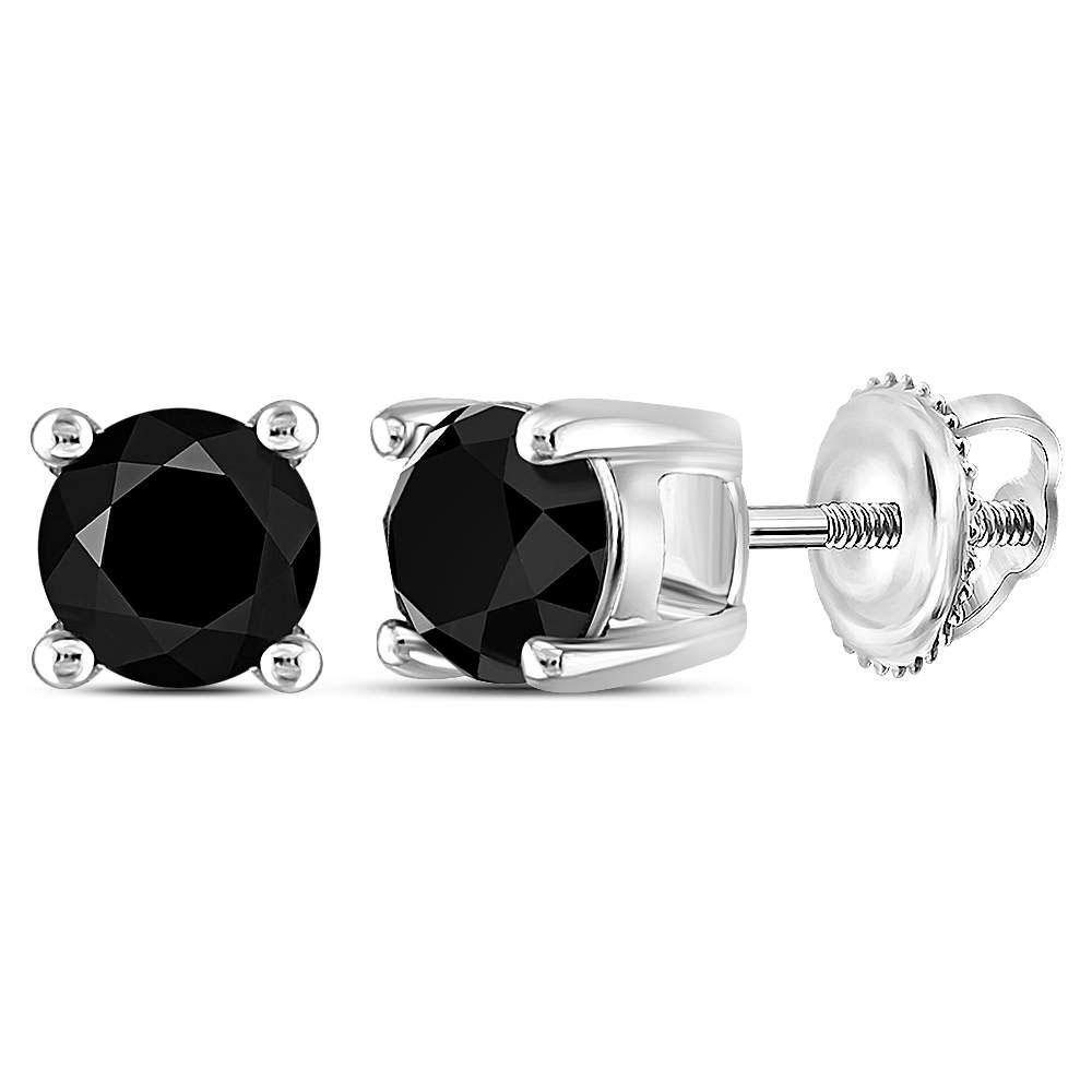 14kt White Gold Unisex Round Black Color Enhanced: 14kt White Gold Unisex Round Black Color Enhanced Diamond Solitaire Stud Earrings 1 Cttw Manufacturer's Ref. No.: 60617 Manufacturer's Suggested Retail Price: $ 940.00