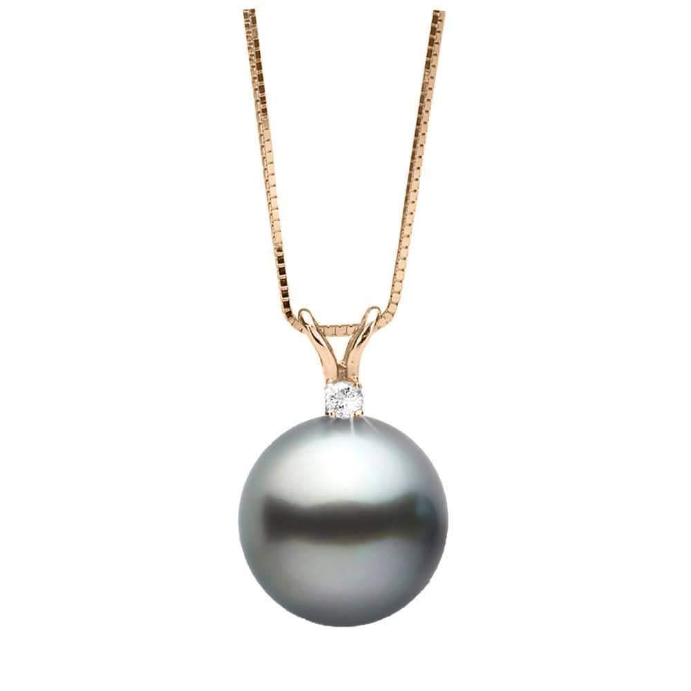 Black Tahitian Pearl and Diamond Radiance Pendant: Black Tahitian Pearl and Diamond Radiance Pendant Chain NOT included 14K Yellow Gold / .05cts
