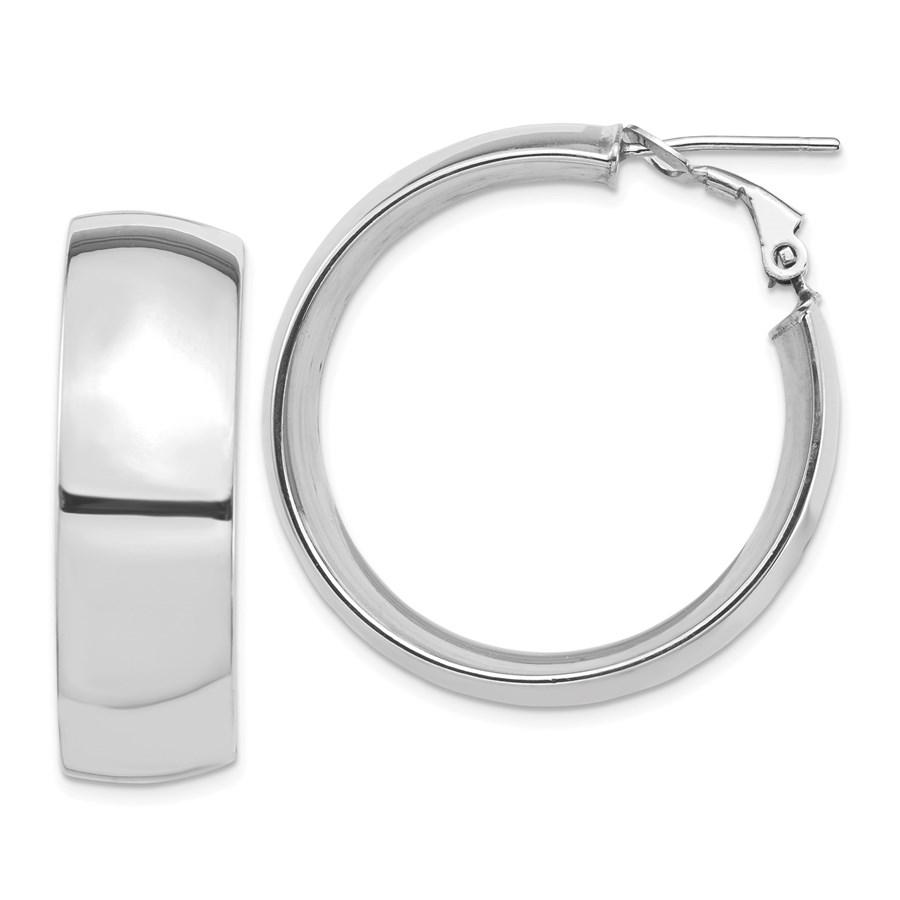 14k White Gold Omega Back Hoop Earrings - 10x32 mm: 14k White Gold Omega Back Hoop Earrings - 10x32 mm Your winning item will match the quality of the product shown. Dates will be according to listing, may or may not vary.