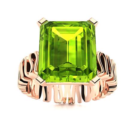 Natural 2.66 CTW Peridot Solitaire Ring 18K Rose Gold: Natural 2.66 CTW Peridot Solitaire Ring 18K Rose Gold Manufacturer's Suggested Retail Price: $3570.00 Center Stone: 1 Peridot @ 2.66 ctw Center Stone Color: Green Center Stone Clarity: AAAA Center Sto