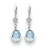 14k White Gold 6 mm Blue Topaz Leverback Earrings