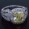 Natural 3.72 CTW Canary Cushion Cut Light Yellow Halo