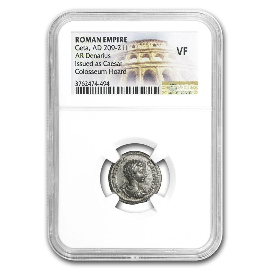 Roman AR Denarius Emperor Geta (209-211 AD) VF NGC: Roman AR Denarius Emperor Geta (209-211 AD) VF NGC Your winning item will match the quality of the product shown. Dates will be according to listing, may or may not vary.
