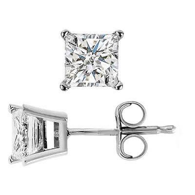 Natural 0.92 CTW Princess Cut Diamond Stud Earrings: Natural 0.92 CTW Princess Cut Diamond Stud Earrings Basket Setting Push Back or Screw back 14KT White Gold Manufacturer's Suggested Retail Price: $ 4000.00 Center Stone Type: Diamond Center Stone QTY: