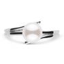 White Japanese Akoya Pearl Glance Solitaire Ring,