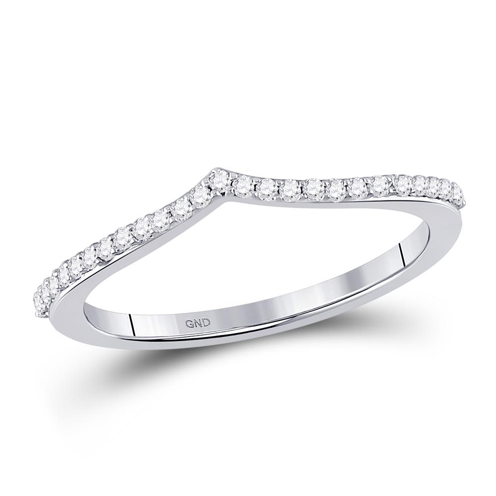 Diamond Chevron Stackable Band Ring 1/6 Cttw 10kt White: 10kt White Gold Womens Round Diamond Chevron Stackable Band Ring 1/6 Cttw SKU: GD150552