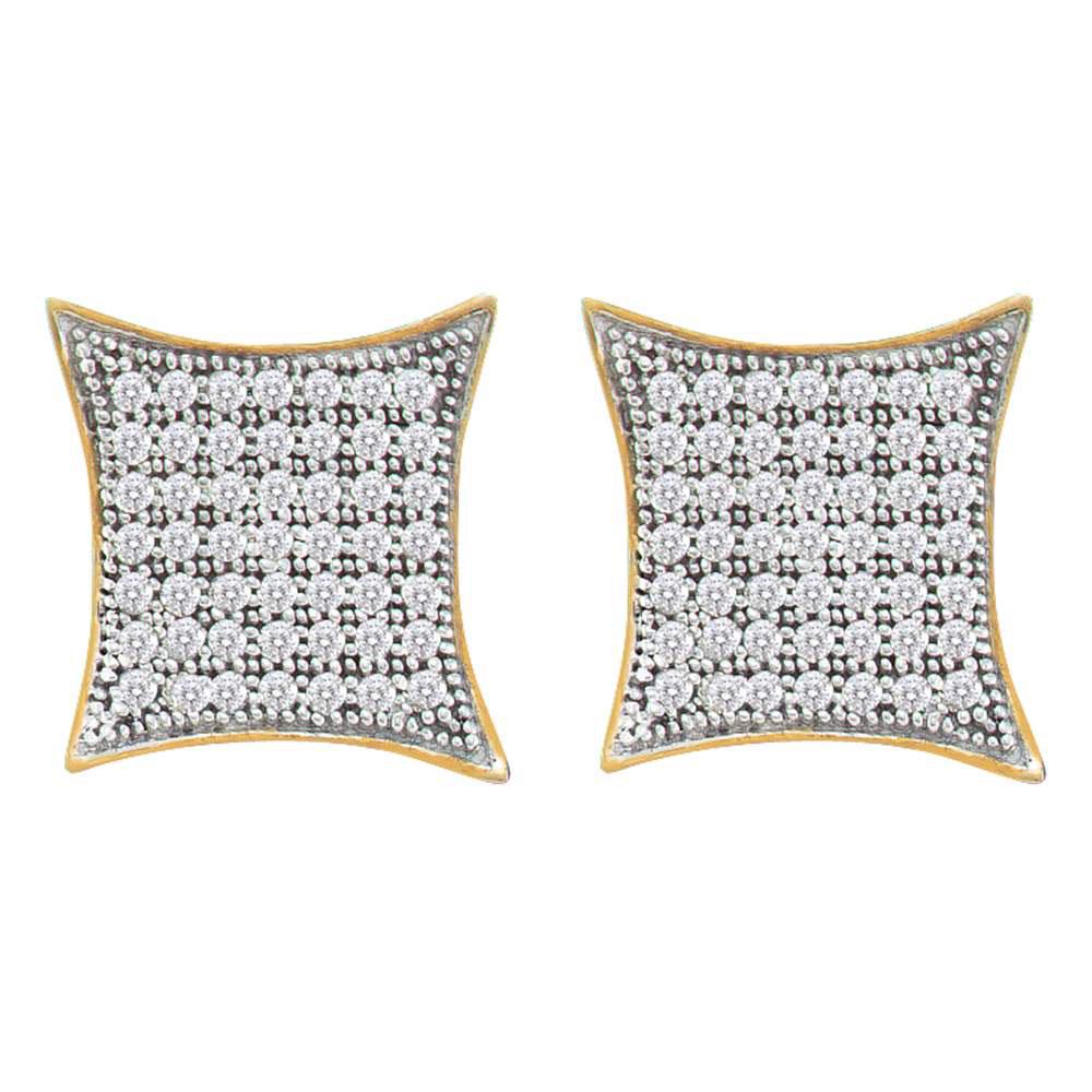 Pave-set Diamond Square Kite Cluster Earrings 1/3 Cttw: 10kt Yellow Gold Womens Round Pave-set Diamond Square Kite Cluster Earrings 1/3 Cttw SKU: GD50626