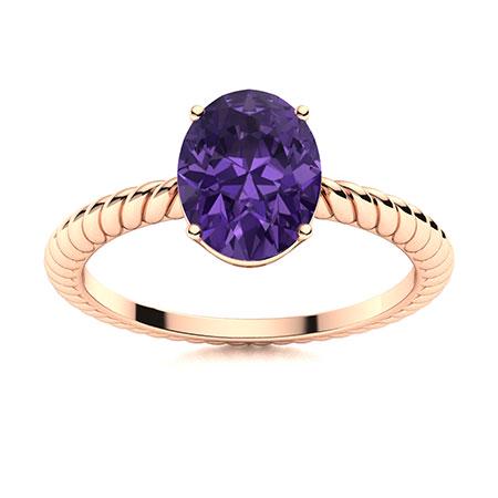 Natural 0.81 CTW Amethyst Solitaire Ring 18K Rose Gold: Natural 0.81 CTW Amethyst Solitaire Ring 18K Rose Gold Manufacturer's Suggested Retail Price: $1320.00 Center Stone: 1 Amethyst @ 0.81 ctw Center Stone Color: Purple Center Stone Clarity: AAAA Center 