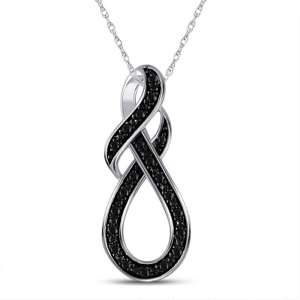 Black Color Enhanced Diamond Fashion Pendant 1/10 Cttw: Sterling Silver Womens Round Black Color Enhanced Diamond Fashion Pendant 1/10 Cttw SKU: GD92534