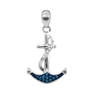 Blue Color Enhanced Diamond Nautical Anchor Pendant