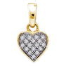 Diamond Heart Cluster Pendant 1/20 Cttw Yellow-tone