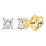 Diamond Solitaire Earrings .01 Cttw Yellow-tone