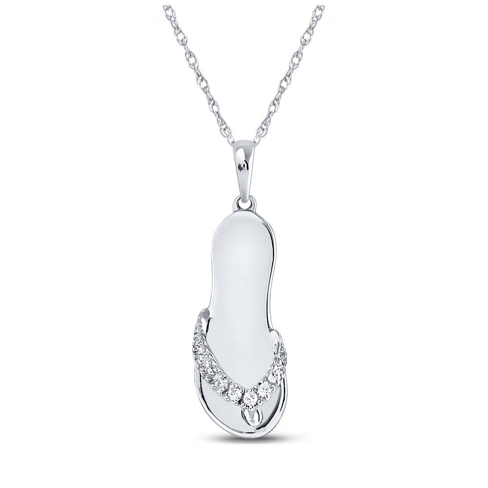 Diamond Sandal Flip-flop Nautical Pendant .03 Cttw: Sterling Silver Womens Round Diamond Sandal Flip-flop Nautical Pendant .03 Cttw SKU: GD71953