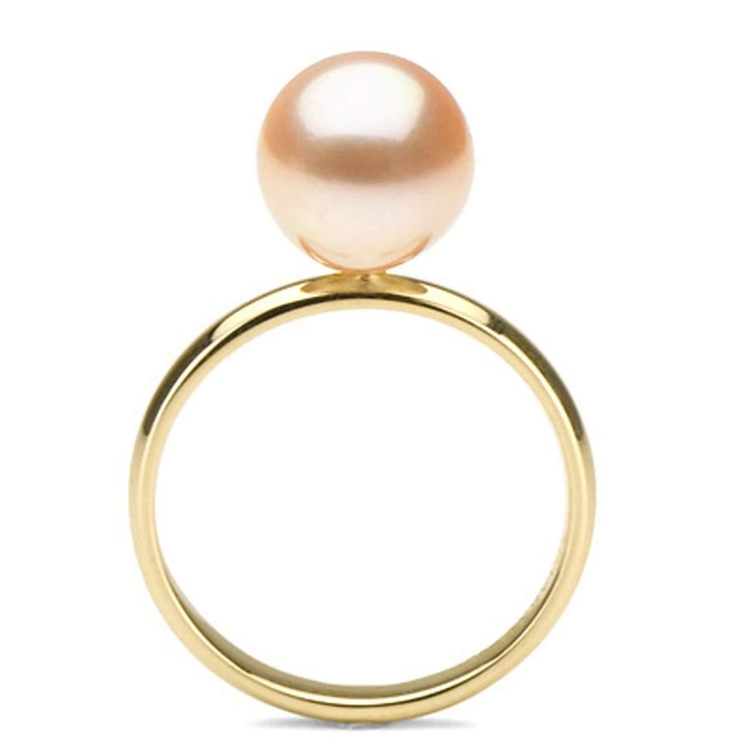 Pink Freshwater Pearl Solitaire Ring, 9.5-10.0mm, 14K: Pink Freshwater Pearl Solitaire Ring, 9.5-10.0mm, 14K Gold White Gold / 5