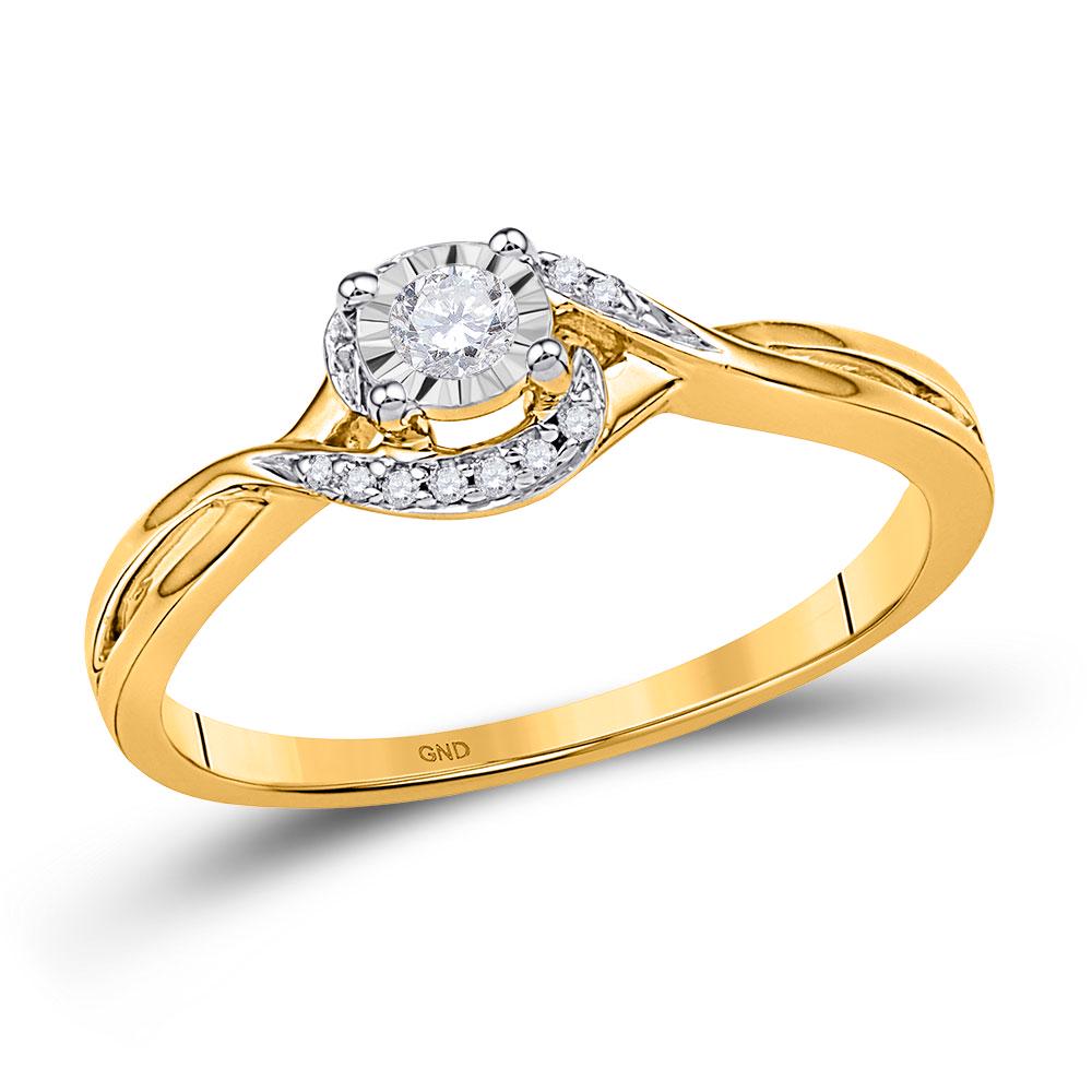 Diamond Solitaire Promise Ring 1/10 Cttw 10kt Yellow: 10kt Yellow Gold Womens Round Diamond Solitaire Promise Ring 1/10 Cttw SKU: GD100459
