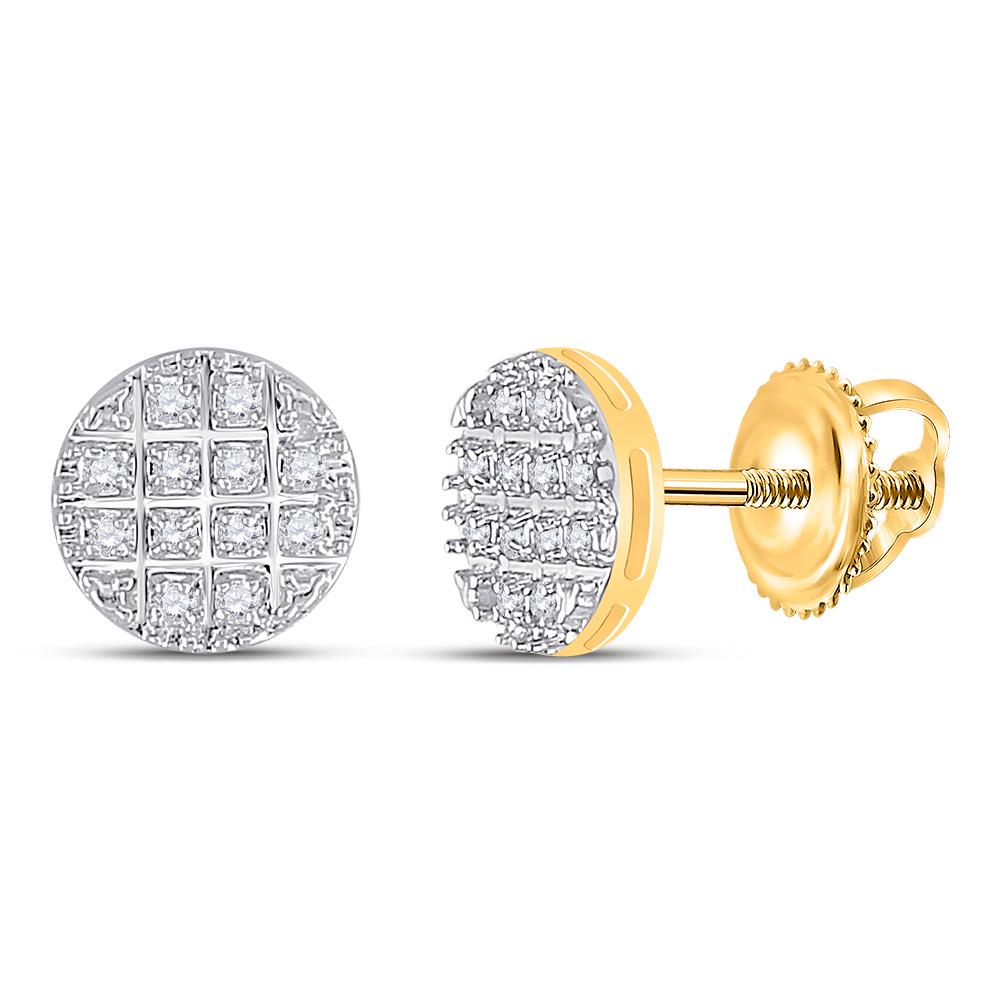 Mens Diamond Cluster Earrings 1/10 Cttw 10kt Yellow: 10kt Yellow Gold Mens Round Diamond Cluster Earrings 1/10 Cttw SKU: GD118887