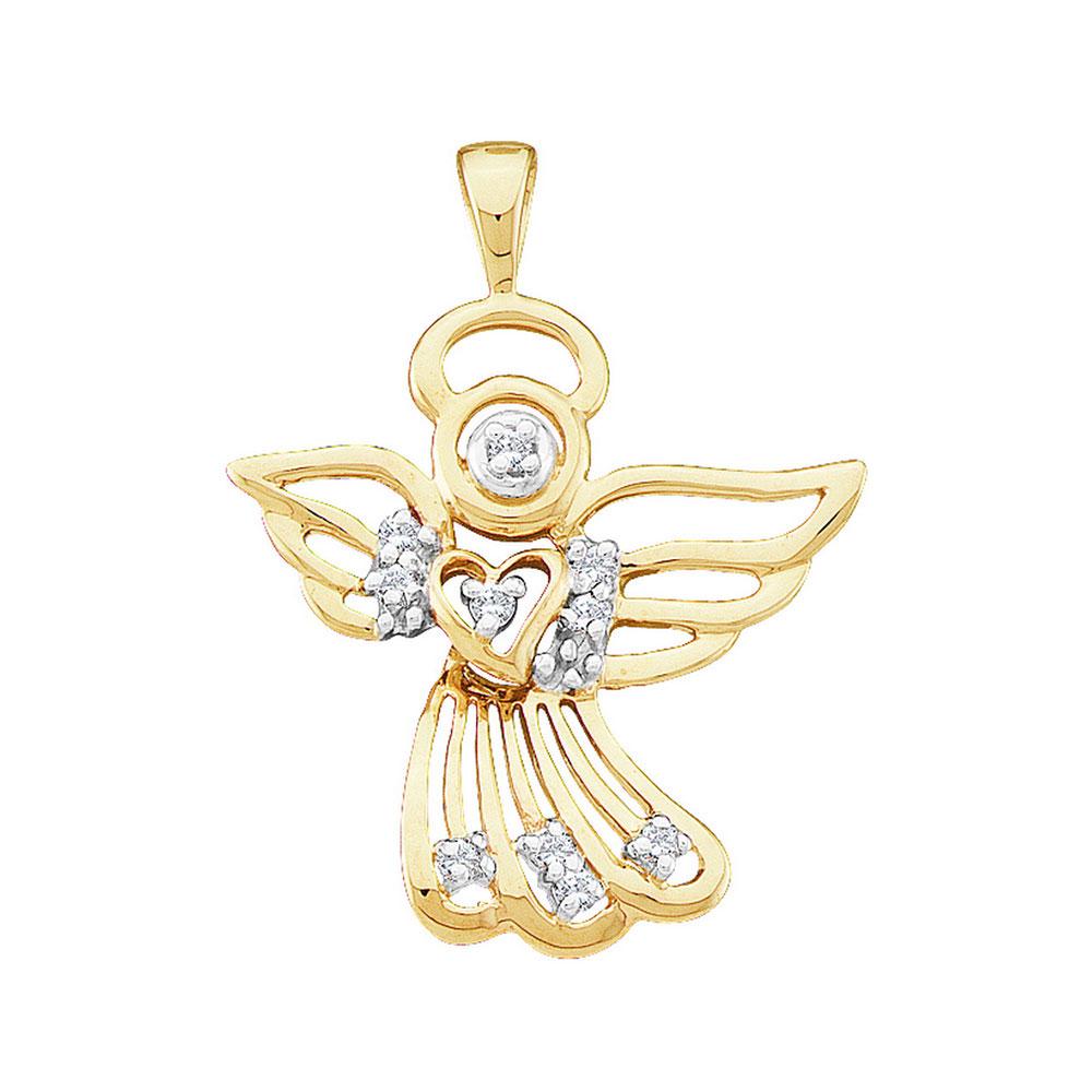 Diamond Guardian Angel Pendant 1/10 Cttw 10kt Yellow: 10kt Yellow Gold Womens Round Diamond Guardian Angel Pendant 1/10 Cttw SKU: GD15560