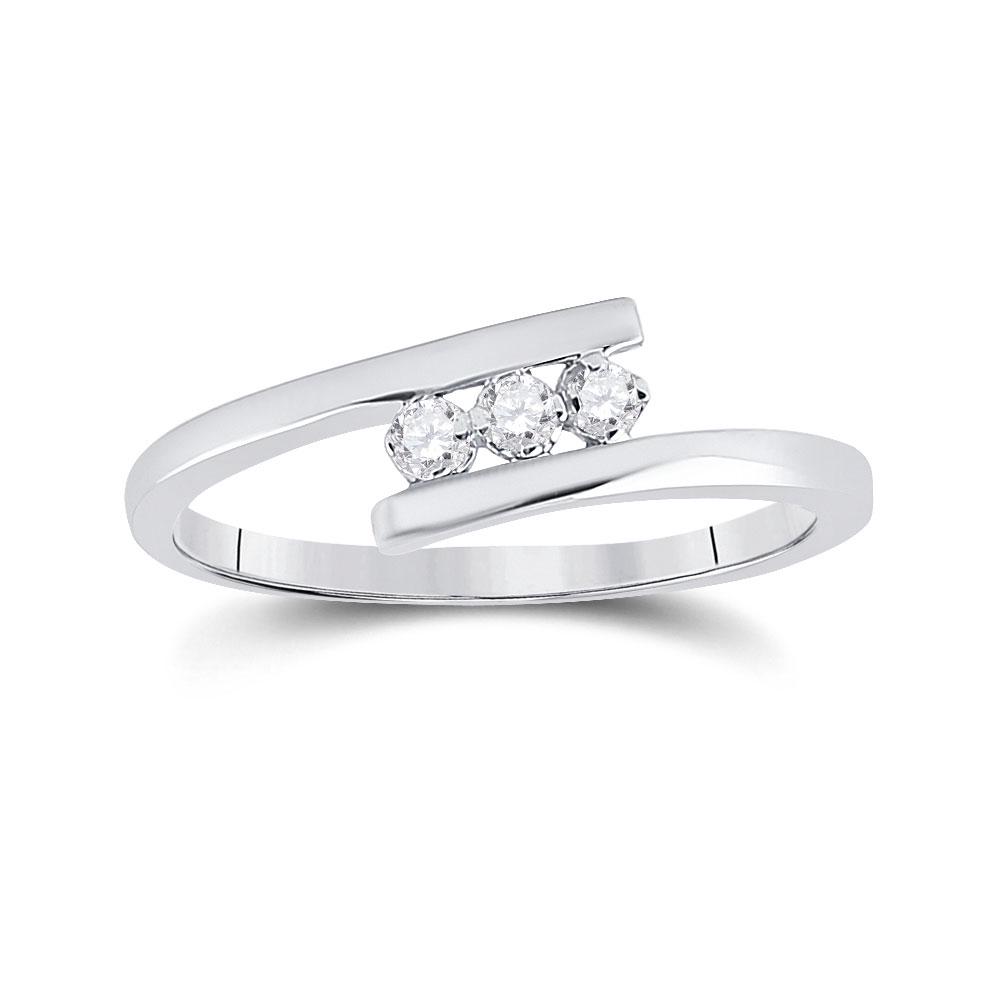 Diamond 3-stone Promise Ring 1/10 Cttw 10kt White Gold: 10kt White Gold Womens Round Diamond 3-stone Promise Ring 1/10 Cttw SKU: GD42114