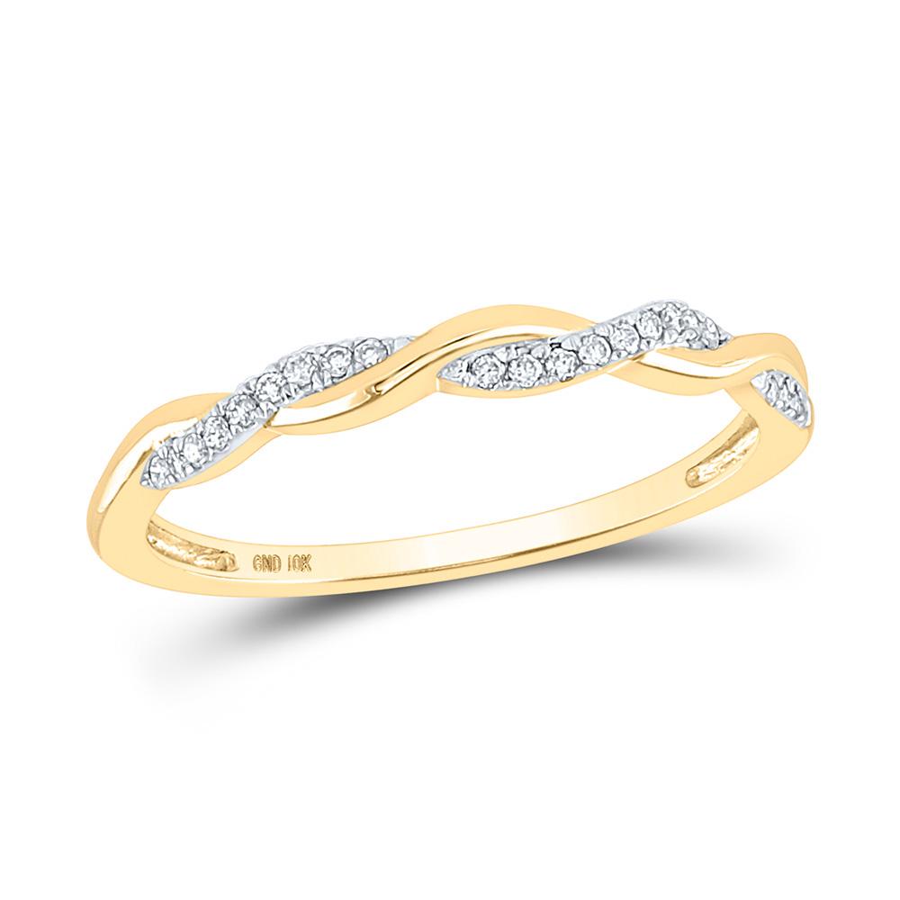Diamond Twist Stackable Band Ring 1/12 Cttw 10kt Yellow: 10kt Yellow Gold Womens Round Diamond Twist Stackable Band Ring 1/12 Cttw SKU: GD117027