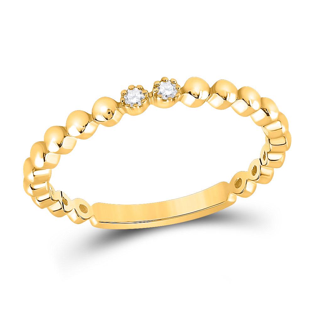 Diamond 2-Stone Stackable Band Ring .03 Cttw 10kt: 10kt Yellow Gold Womens Round Diamond 2-Stone Stackable Band Ring .03 Cttw SKU: GD150575